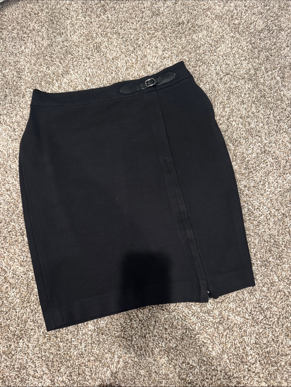 Ann Taylor Factory Black Pencil Skirt with Buckle Waist Accent/ Adjustable slit